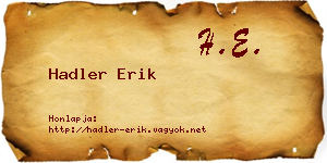 Hadler Erik névjegykártya